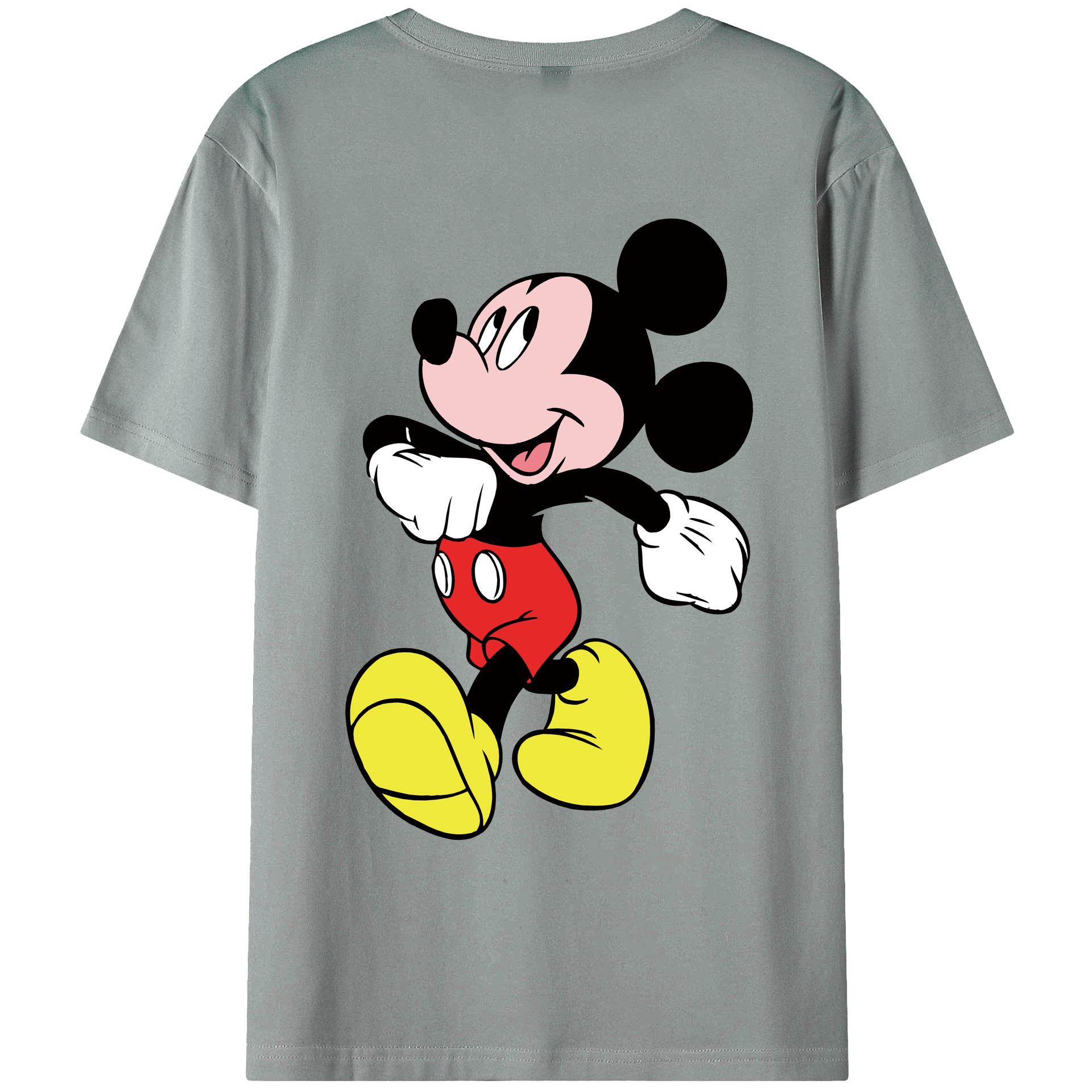 ミッキーマウス Mickey Mouse 綿100％ メンズ半袖Tシャツ（バックプリント） 通気性